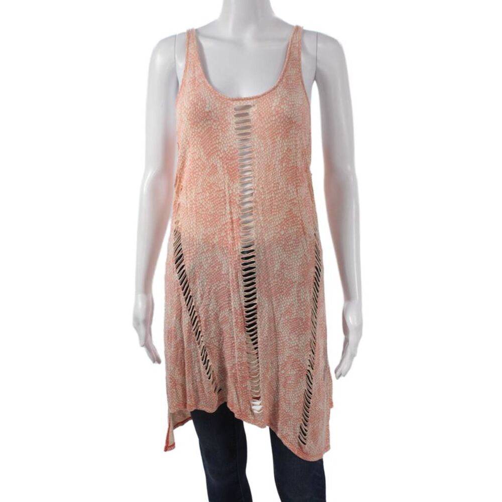Townsen Womens Tunic Multicolor Animal Print Scoop Neck Sleeveless Size XS